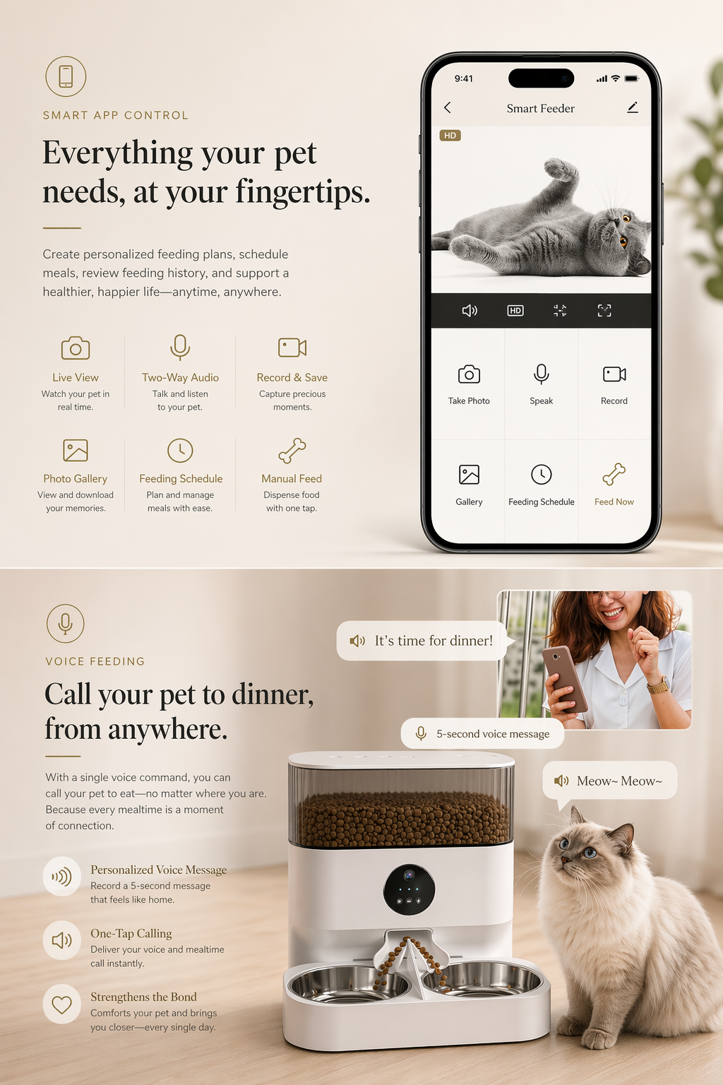 Smart Pet Feeder with Camera & App Control | Automatic Feeding for Cats & Dogs