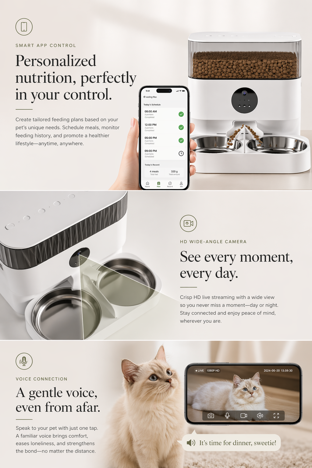 Smart Pet Feeder with Camera & App Control | Automatic Feeding for Cats & Dogs