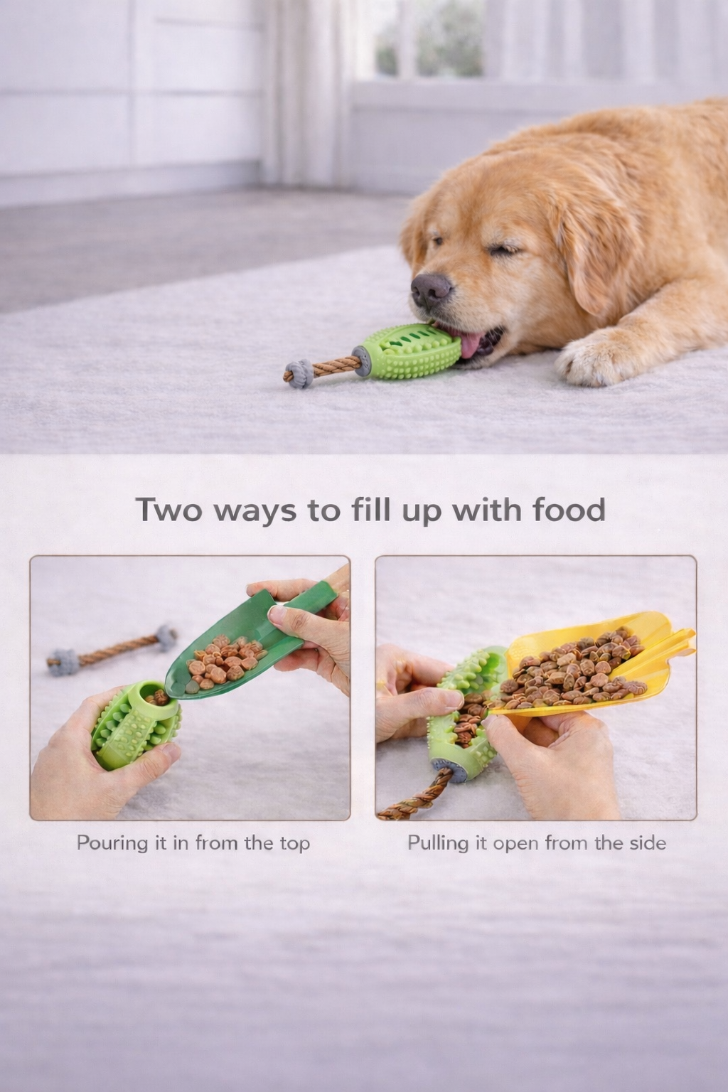 Interactive Dog Chew Toy with Rope - Teeth Cleaning Treat Dispenser