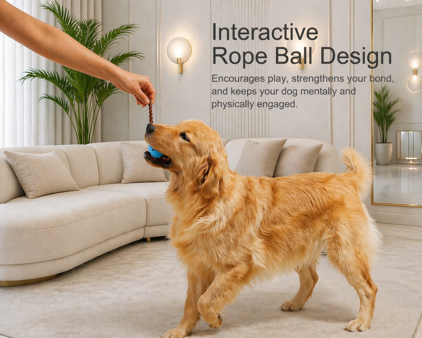 Interactive Dog Chew Toy with Rope - Teeth Cleaning Treat Dispenser